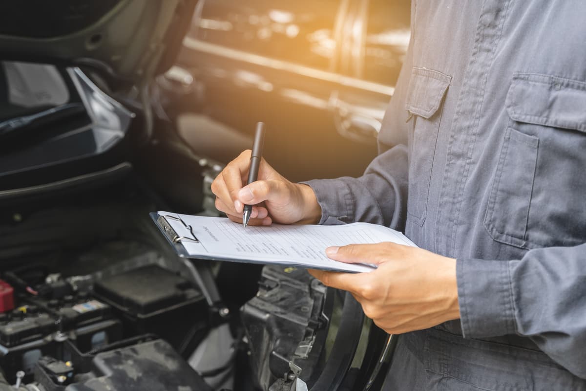 Mechanic working on a car